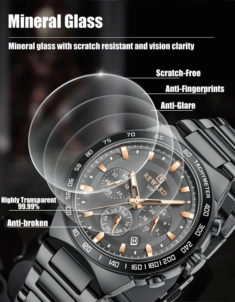 Reward New Design waterproof Casual luxury watch men In Stock fashion mens steel watch wrist chronograph watch RD81967M