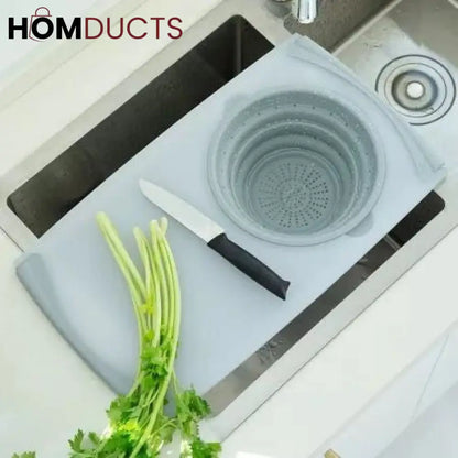 لوح تقطيع 2 في 1 يوضع فوق حوض الجلي