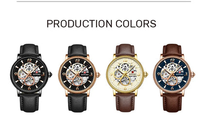 Reward Mechanical Watches Men Oem Luxury Skeleton Leather Band Mens Automatic Watch RD33001M