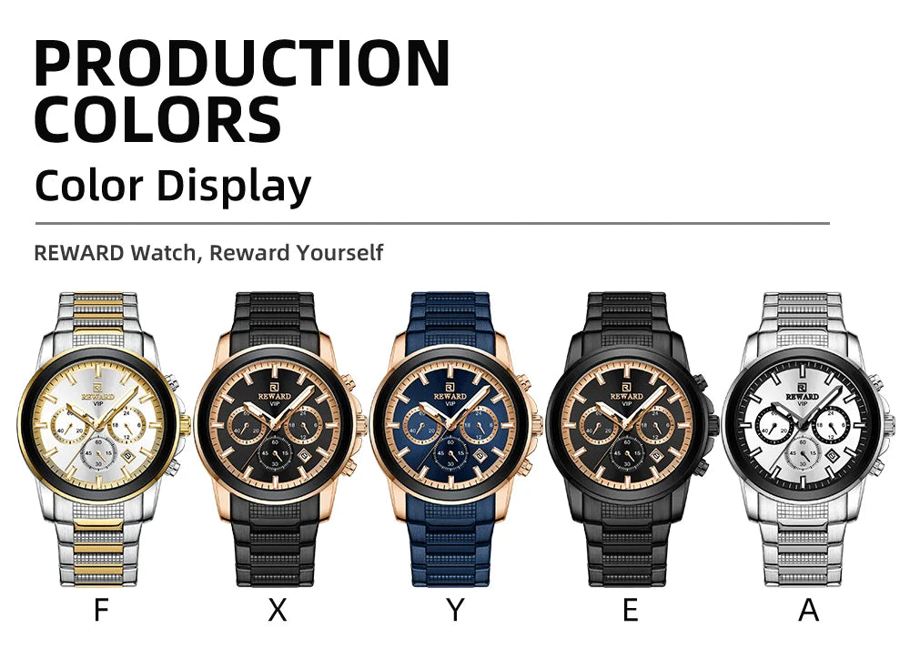 Reward Luxury Three-Eyes Classic Chronograph Quartz Watch Men REWARD Fashion Business Relogio Masculino Elegant