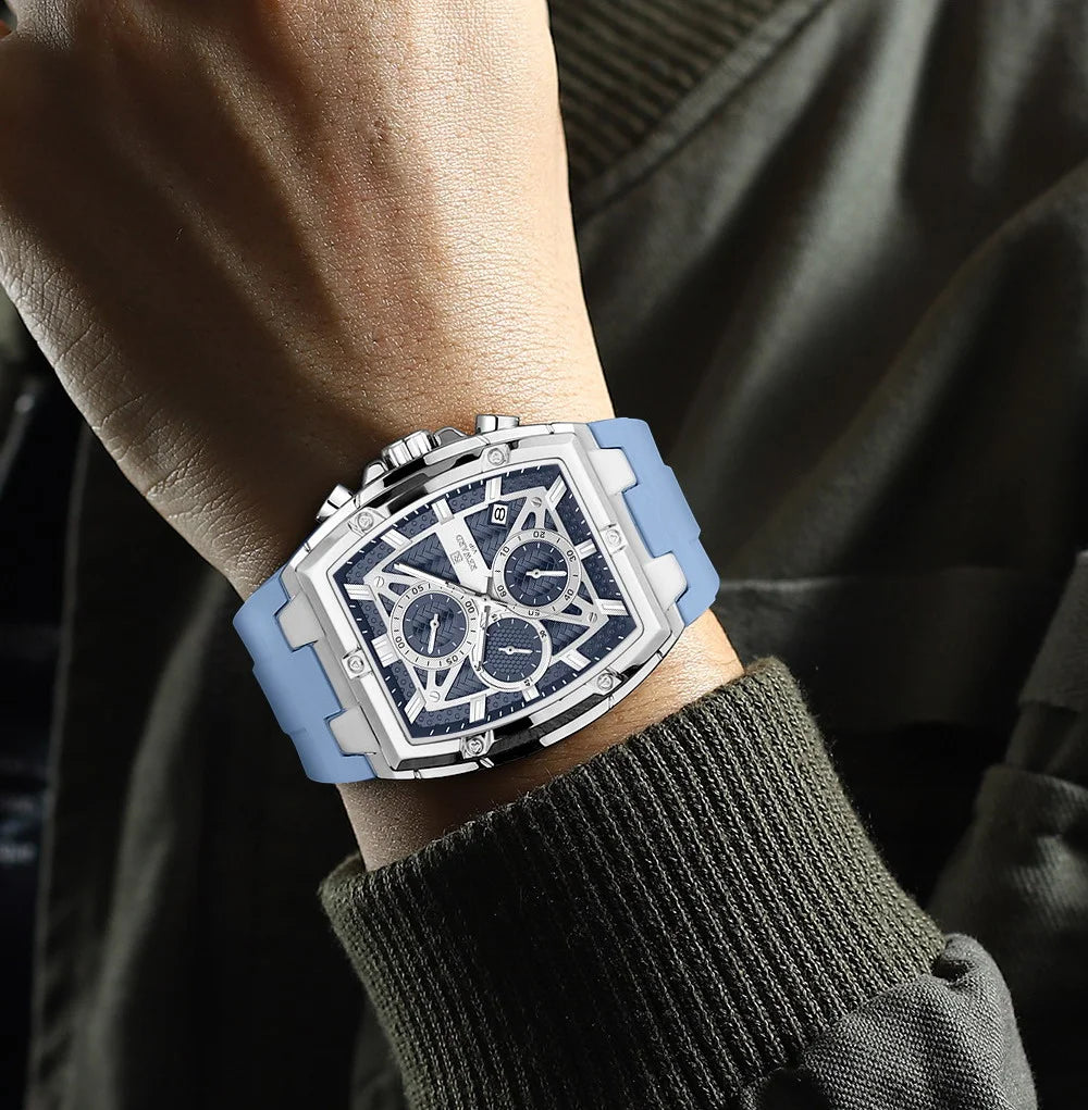 REWARD Fashion Watch Men Square Top Quality Luxury Alloy Quartz Watches Calendar Rubber Band Male Wrist Watches Factory OEM