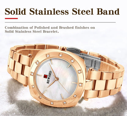 The Reward Custom OEM Japanese Quartz Movement Stylish Women Watch is the best brand for luxury fashion ladies wristwatches. With Japanese quartz movement and a sleek and elegant design, it's both accurate and stylish.