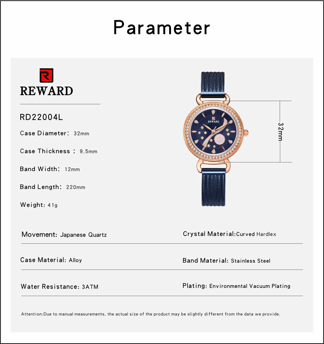 REWARD Luxury Watch Top Quality Women's Watches manufacturing diamond Waterproof Ladies Women Wristwatch Clock reloj RD22004L