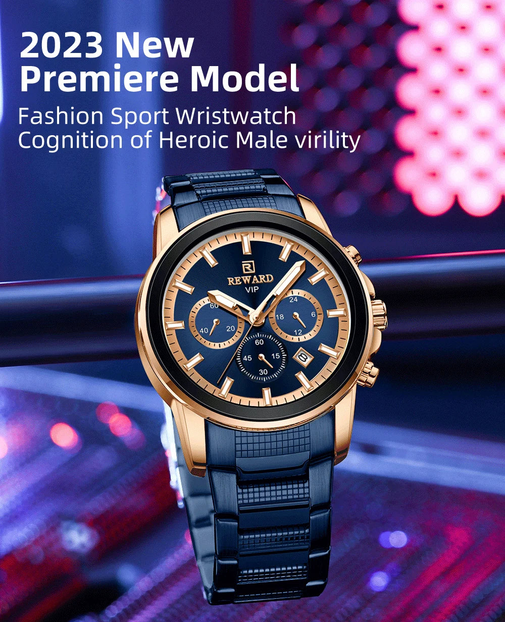 Reward Luxury Three-Eyes Classic Chronograph Quartz Watch Men REWARD Fashion Business Relogio Masculino Elegant