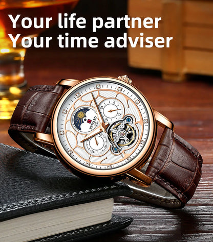Reward Luxury men stainless steel automatic moon phase mechanical watch 2021 Custom logo casual fashion tourbillon wrist watch,RD33005M