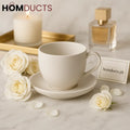 Elegance White Ceramic Cup & Saucer – Minimal Luxury Tea & Coffee Set (6pc Set)
