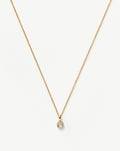 Solid Gold Diamond Initial Mini Pendant Necklace - O | 14ct Solid Yellow Gold Plated/Diamond