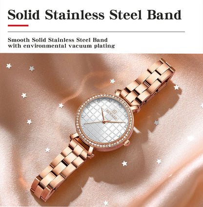 Reward 2022 New Arrival Wrist Watch Women Luxury Diamond Inlay Stainless Steel Ladies Golden Watches Wholesale Montre Acier RD21075L