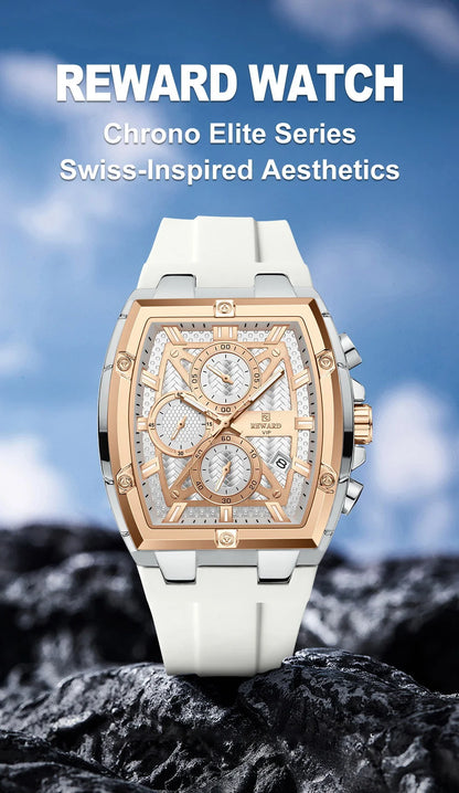 REWARD Fashion Watch Men Square Top Quality Luxury Alloy Quartz Watches Calendar Rubber Band Male Wrist Watches Factory OEM