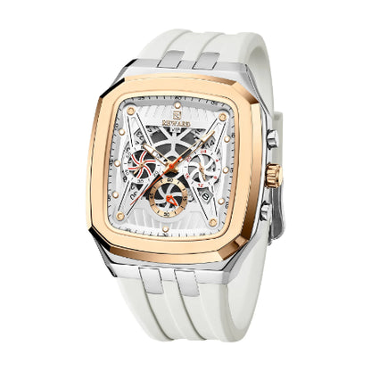 REWARD Watch Men Fashion Square Wheel Chronograph Mens Wristwatch 3bar Water Resistant Functional Sport Silicone Watch Male