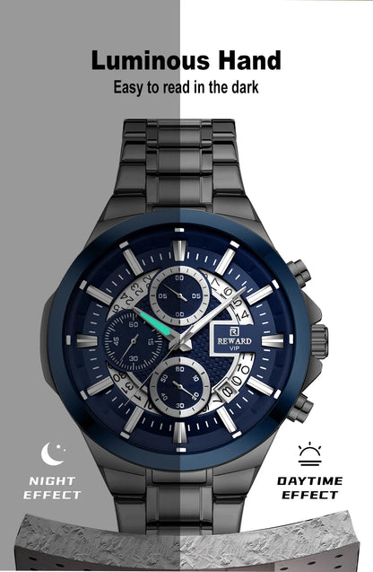 REWARD New Design Quartz Watch High Quality Waterproof Calendar Date Stainless Steel Premium Luxury Mens Wrist Watches Montre