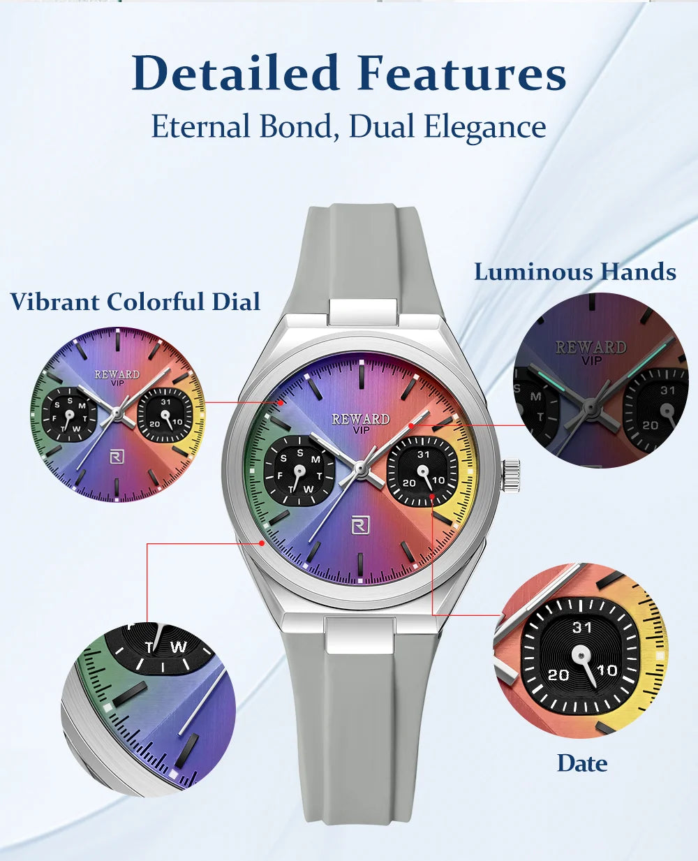 REWARD New Arrival Couple Watch Lady Waterproof Japan Movement High Fashion Silicone Women Quartz Watch