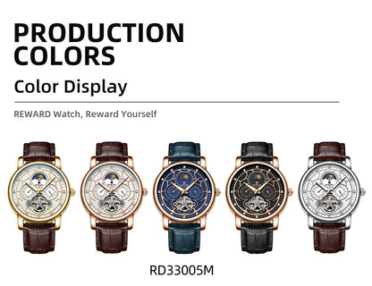 Reward Luxury men stainless steel automatic moon phase mechanical watch 2021 Custom logo casual fashion tourbillon wrist watch,RD33005M