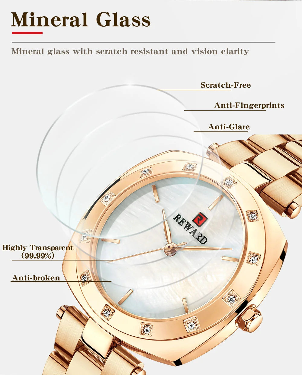 The Reward Custom OEM Japanese Quartz Movement Stylish Women Watch is the best brand for luxury fashion ladies wristwatches. With Japanese quartz movement and a sleek and elegant design, it's both accurate and stylish.