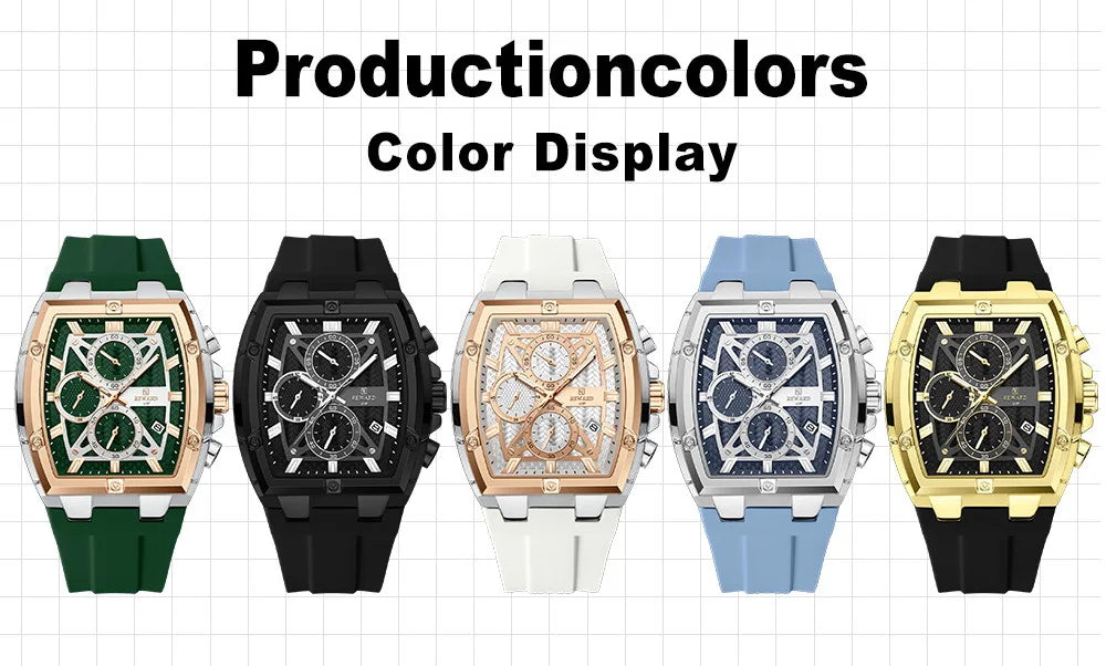 REWARD Fashion Watch Men Square Top Quality Luxury Alloy Quartz Watches Calendar Rubber Band Male Wrist Watches Factory OEM